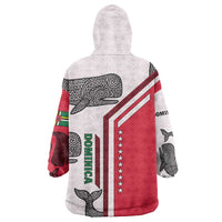 Dominica Flag Wearable Blanket Hoodie Tribal Turtle Pattern Red and White with Island Stars Design - Wonder Print Shop