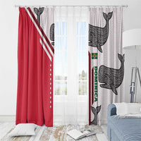 Dominica Flag Window Curtain Tribal Turtle Pattern Red and White with Island Stars Design - Wonder Print Shop