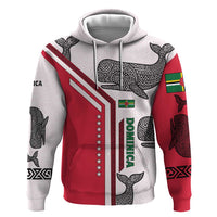 Dominica Flag Zip Hoodie Tribal Turtle Pattern Red and White with Island Stars Design - Wonder Print Shop