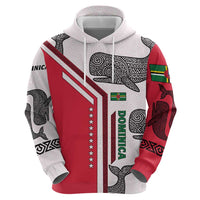 Dominica Flag Zip Hoodie Tribal Turtle Pattern Red and White with Island Stars Design - Wonder Print Shop