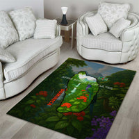Dominica Nature Area Rug Sisserou Parrot and Waterfall Island Map with National Flag Design - Wonder Print Shop