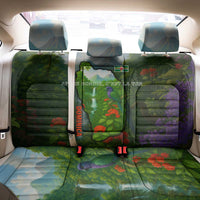 Dominica Nature Back Car Seat Cover Sisserou Parrot and Waterfall Island Map with National Flag Design - Wonder Print Shop