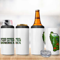 Dominica Nature 4 in 1 Can Cooler Tumbler Sisserou Parrot and Waterfall Island Map with National Flag Design - Wonder Print Shop