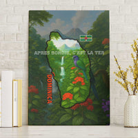 Dominica Nature Canvas Wall Art Sisserou Parrot and Waterfall Island Map with National Flag Design - Wonder Print Shop