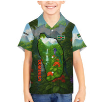 Dominica Nature Family Matching Mermaid Dress and Hawaiian Shirt Sisserou Parrot and Waterfall Island Map with National Flag Design - Wonder Print Shop