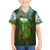 Dominica Nature Hawaiian Shirt Sisserou Parrot and Waterfall Island Map with National Flag Design - Wonder Print Shop