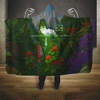 Dominica Nature Hooded Blanket Sisserou Parrot and Waterfall Island Map with National Flag Design - Wonder Print Shop