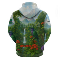 Dominica Nature Hoodie Sisserou Parrot and Waterfall Island Map with National Flag Design - Wonder Print Shop