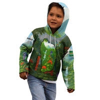 Dominica Nature Kid Hoodie Sisserou Parrot and Waterfall Island Map with National Flag Design - Wonder Print Shop
