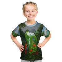Dominica Nature Kid T Shirt Sisserou Parrot and Waterfall Island Map with National Flag Design - Wonder Print Shop