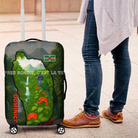 Dominica Nature Luggage Cover Sisserou Parrot and Waterfall Island Map with National Flag Design - Wonder Print Shop