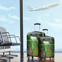 Dominica Nature Luggage Cover Sisserou Parrot and Waterfall Island Map with National Flag Design - Wonder Print Shop