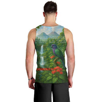 Dominica Nature Men Tank Top Sisserou Parrot and Waterfall Island Map with National Flag Design - Wonder Print Shop