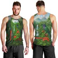 Dominica Nature Men Tank Top Sisserou Parrot and Waterfall Island Map with National Flag Design - Wonder Print Shop