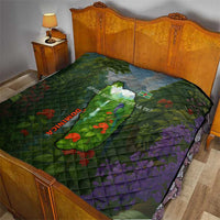 Dominica Nature Quilt Sisserou Parrot and Waterfall Island Map with National Flag Design - Wonder Print Shop