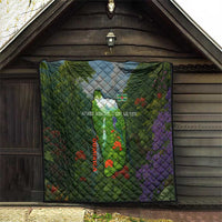 Dominica Nature Quilt Sisserou Parrot and Waterfall Island Map with National Flag Design - Wonder Print Shop