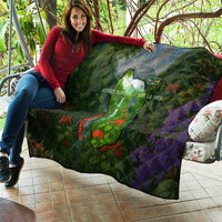 Dominica Nature Quilt Sisserou Parrot and Waterfall Island Map with National Flag Design - Wonder Print Shop