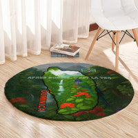 Dominica Nature Round Carpet Sisserou Parrot and Waterfall Island Map with National Flag Design - Wonder Print Shop