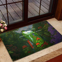 Dominica Nature Rubber Doormat Sisserou Parrot and Waterfall Island Map with National Flag Design - Wonder Print Shop