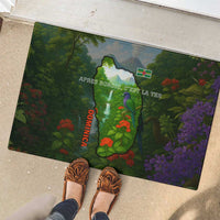 Dominica Nature Rubber Doormat Sisserou Parrot and Waterfall Island Map with National Flag Design - Wonder Print Shop