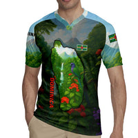 Dominica Nature Rugby Jersey Sisserou Parrot and Waterfall Island Map with National Flag Design - Wonder Print Shop