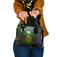 Dominica Nature Shoulder Handbag Sisserou Parrot and Waterfall Island Map with National Flag Design - Wonder Print Shop