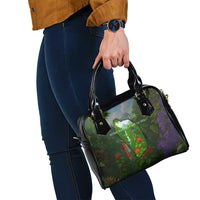 Dominica Nature Shoulder Handbag Sisserou Parrot and Waterfall Island Map with National Flag Design - Wonder Print Shop