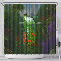 Dominica Nature Shower Curtain Sisserou Parrot and Waterfall Island Map with National Flag Design - Wonder Print Shop