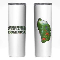 Dominica Nature Skinny Tumbler Sisserou Parrot and Waterfall Island Map with National Flag Design - Wonder Print Shop