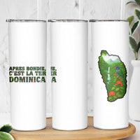 Dominica Nature Skinny Tumbler Sisserou Parrot and Waterfall Island Map with National Flag Design - Wonder Print Shop