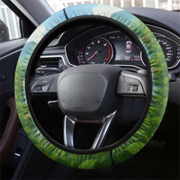 Dominica Nature Steering Wheel Cover Sisserou Parrot and Waterfall Island Map with National Flag Design - Wonder Print Shop