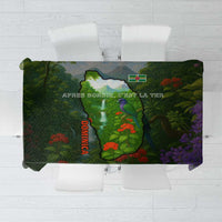 Dominica Nature Tablecloth Sisserou Parrot and Waterfall Island Map with National Flag Design - Wonder Print Shop