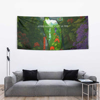 Dominica Nature Tapestry Sisserou Parrot and Waterfall Island Map with National Flag Design - Wonder Print Shop