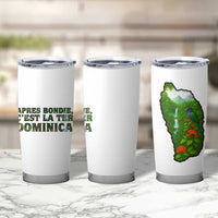 Dominica Nature Tumbler Cup Sisserou Parrot and Waterfall Island Map with National Flag Design - Wonder Print Shop