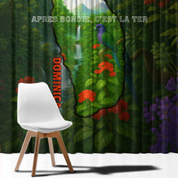 Dominica Nature Window Curtain Sisserou Parrot and Waterfall Island Map with National Flag Design - Wonder Print Shop