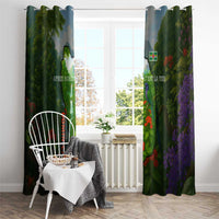 Dominica Nature Window Curtain Sisserou Parrot and Waterfall Island Map with National Flag Design - Wonder Print Shop