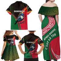 Dominica Family Matching Off Shoulder Maxi Dress and Hawaiian Shirt with Sisserou Parrot and Tribal Pattern Design - Wonder Print Shop