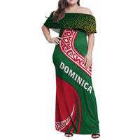 Dominica Family Matching Off Shoulder Maxi Dress and Hawaiian Shirt with Sisserou Parrot and Tribal Pattern Design - Wonder Print Shop