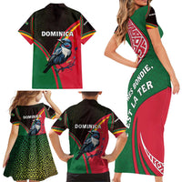 Dominica Family Matching Short Sleeve Bodycon Dress and Hawaiian Shirt with Sisserou Parrot and Tribal Pattern Design - Wonder Print Shop