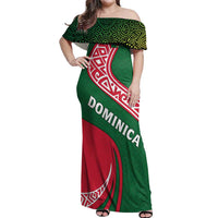 Dominica Off Shoulder Maxi Dress with Sisserou Parrot and Tribal Pattern Design - Wonder Print Shop