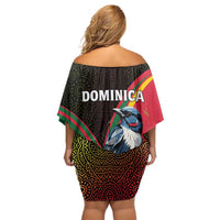Dominica Off Shoulder Short Dress with Sisserou Parrot and Tribal Pattern Design - Wonder Print Shop