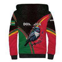 Dominica Sherpa Hoodie with Sisserou Parrot and Tribal Pattern Design - Wonder Print Shop