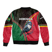 Dominica Sleeve Zip Bomber Jacket with Sisserou Parrot and Tribal Pattern Design - Wonder Print Shop