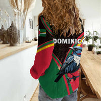 Dominica Women Casual Shirt with Sisserou Parrot and Tribal Pattern Design - Wonder Print Shop