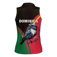 Dominica Women Sleeveless Polo Shirt with Sisserou Parrot and Tribal Pattern Design - Wonder Print Shop