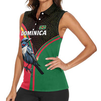 Dominica Women Sleeveless Polo Shirt with Sisserou Parrot and Tribal Pattern Design - Wonder Print Shop