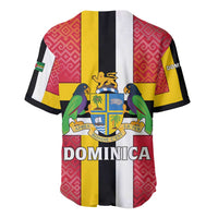 Dominica Flag Baseball Jersey Red Yellow and Black with Coat of Arms and National Motto Design - Wonder Print Shop
