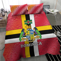 Dominica Flag Bedding Set Red Yellow and Black with Coat of Arms and National Motto Design - Wonder Print Shop
