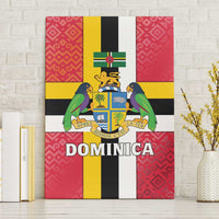 Dominica Flag Canvas Wall Art Red Yellow and Black with Coat of Arms and National Motto Design - Wonder Print Shop