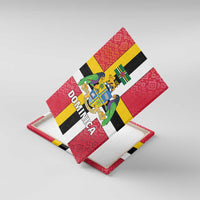 Dominica Flag Canvas Wall Art Red Yellow and Black with Coat of Arms and National Motto Design - Wonder Print Shop